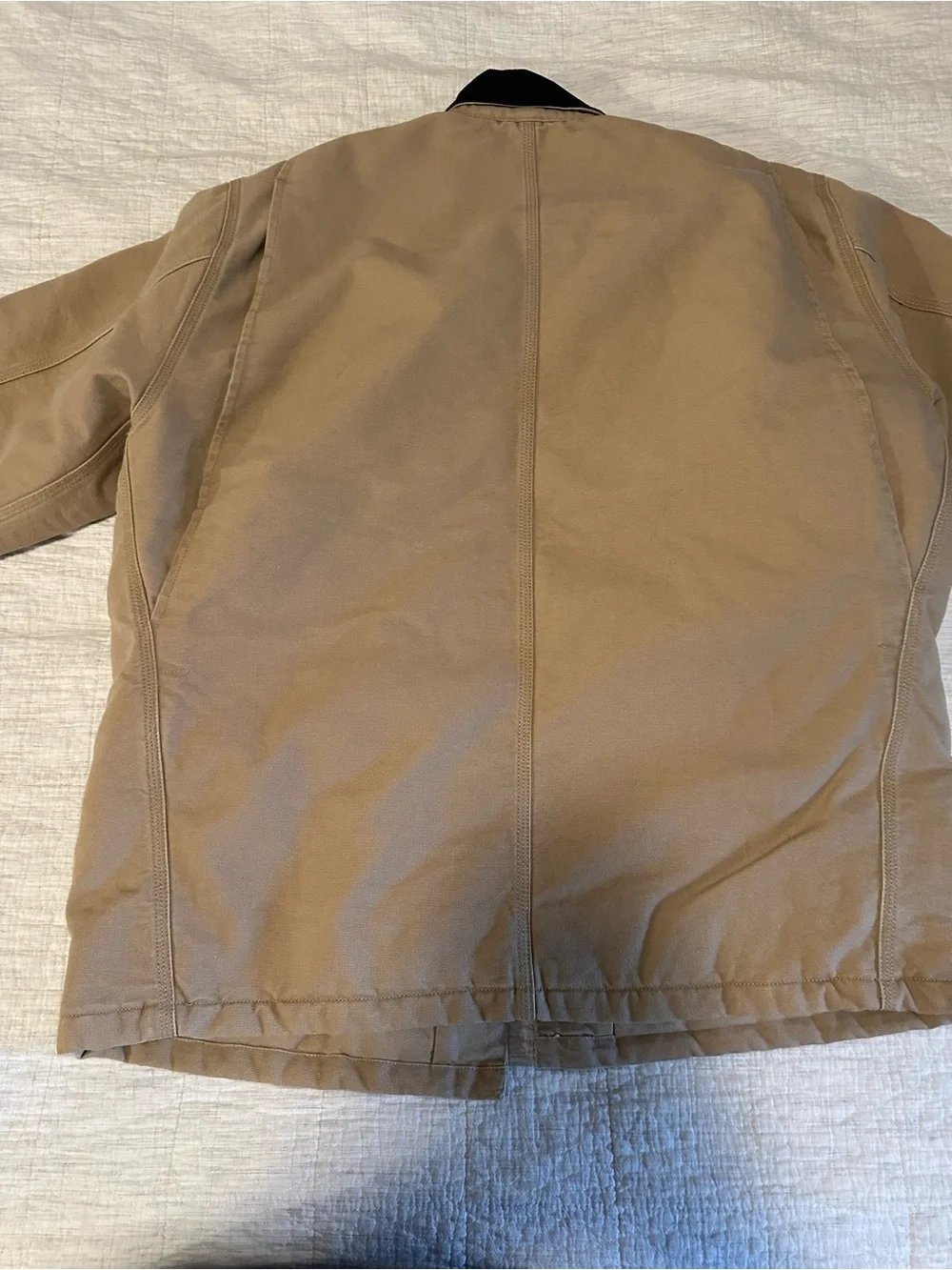 Carhartt WIP Tan Canvas Heavy Chore Jacket with Black Corduroy Collar